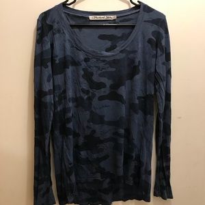 Michael Stars Blue Camo Long Sleeve Top